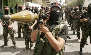Gazan holds anti-tank missile (illustrative)