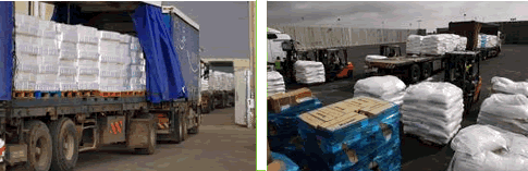 העברת משאיות המובילות סיוע הומניטארי לרצועת עזה ב- 29 בדצמבר