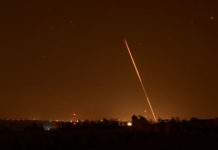 Rocket launched from the Gaza Strip at Israel (Photo: Avi Rokach)