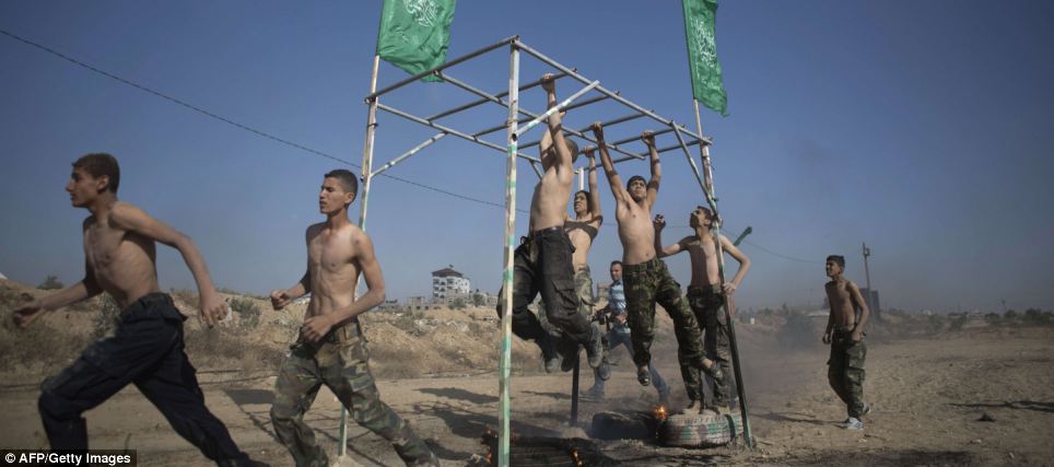 The summer camps are taking place in the Southern Gaza Strip with thousands of school kids expected to attend the military exercises and training activities